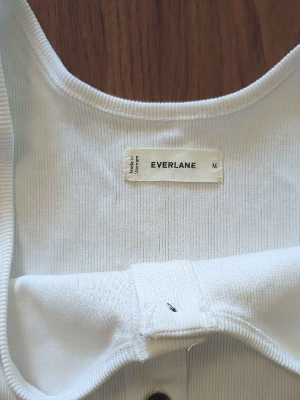 Everlane Cream Ribbed Henley Tank - Picture 2 of 6